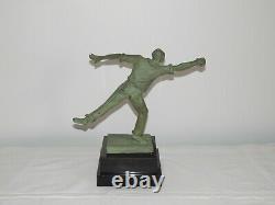 Ancienne Sculpture Art Deco Bronze The Tir Signed Édouard Fraisse 1880-1956