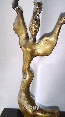 Ancienne Sculpture Art Deco In Bronze Dance Signature To Be Identified