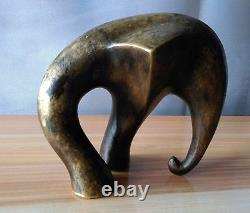 Ancienne Sculpture Art Deco In Bronze Elephant Stylized Tripode