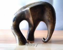 Ancienne Sculpture Art Deco In Bronze Elephant Stylized Tripode