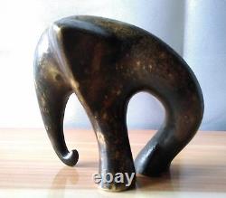 Ancienne Sculpture Art Deco In Bronze Elephant Stylized Tripode