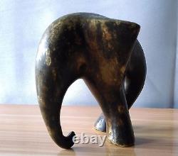 Ancienne Sculpture Art Deco In Bronze Elephant Stylized Tripode