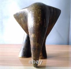 Ancienne Sculpture Art Deco In Bronze Elephant Stylized Tripode