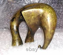 Ancienne Sculpture Art Deco In Bronze Elephant Stylized Tripode