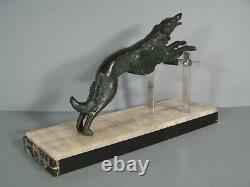 Ancient Animal Sculpture Bronze Art Deco 1930s Dog Racing Grey