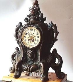 Ancient Brass Fireplace Clock: HITLER & STALIN.