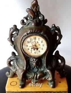 Ancient Brass Fireplace Clock: HITLER & STALIN.