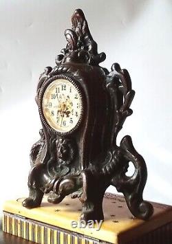 Ancient Brass Fireplace Clock: HITLER & STALIN.