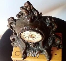 Ancient Brass Fireplace Clock: HITLER & STALIN.