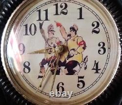 Ancient Brass Fireplace Clock: HITLER & STALIN.