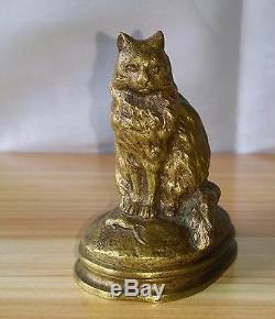 Ancient Bronze Animal Cat Subject Sitting Near A Mascot Mouse