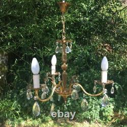 Ancient Bronze Chandelier With Pendant (1) Art Deco