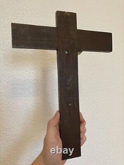 Ancient Crucifix Golden Bronze Cross Art Deco 1950s