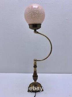 Ancient Little Lamp In Brass, Bronze And Glass Globe. Art Deco Style. Vintag
