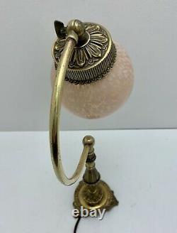 Ancient Little Lamp In Brass, Bronze And Glass Globe. Art Deco Style. Vintag