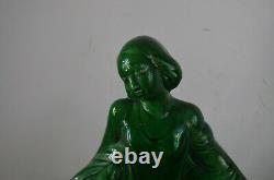 Ancient Statue Art Deco Barbotine Faience Ceramic Numbered Not Bronze