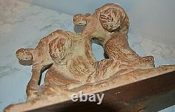 Ancient Statue Earth Cuite Mossers Signee Early 1900 Not Bronze