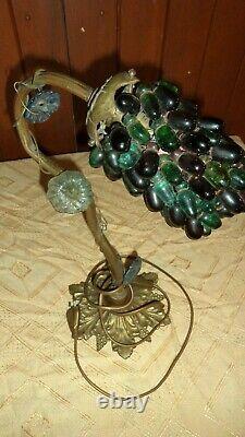 Ancient Tulip Lamp Raisins Grappe. Glass And Bronze. Excellent State