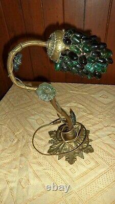Ancient Tulip Lamp Raisins Grappe. Glass And Bronze. Excellent State