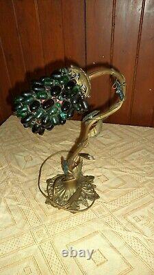 Ancient Tulip Lamp Raisins Grappe. Glass And Bronze. Excellent State