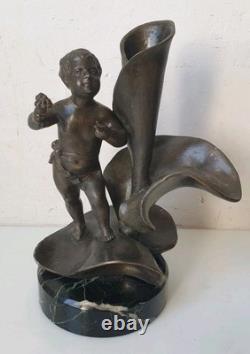 Angel cherub garnier bronze art nouveau 1900 putti vase sculpture
