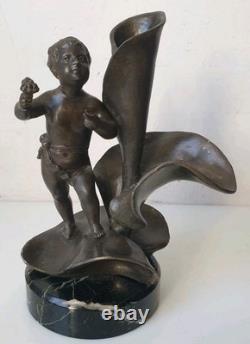 Angel cherub garnier bronze art nouveau 1900 putti vase sculpture