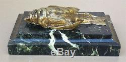 Animal Bird Bronze Signed Comolera Susse Brothers On Marble Art Deco 19th