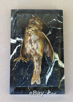 Animal Bird Bronze Signed Comolera Susse Brothers On Marble Art Deco 19th