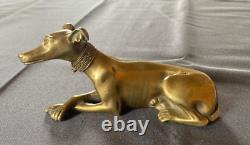 Anonymous Bronze Sculpture of a Art Deco Collared Lying Greyhound Dog