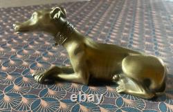 Anonymous Bronze Sculpture of a Art Deco Collared Lying Greyhound Dog