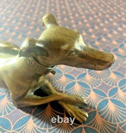 Anonymous Bronze Sculpture of a Art Deco Collared Lying Greyhound Dog