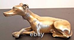 Anonymous Bronze Sculpture of a Art Deco Collared Lying Greyhound Dog