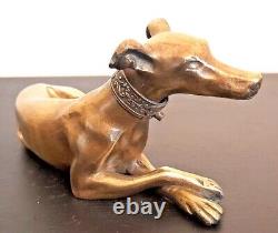 Anonymous Bronze Sculpture of a Art Deco Collared Lying Greyhound Dog