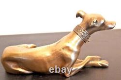 Anonymous Bronze Sculpture of a Art Deco Collared Lying Greyhound Dog