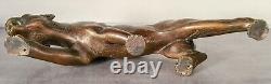 Antique 1930 Sculpture Statue Panther Leopard Jaguar Bronze Art Deco S. Melani