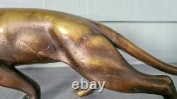 Antique 1930 Sculpture Statue Panther Leopard Jaguar Bronze Art Deco S. Melani