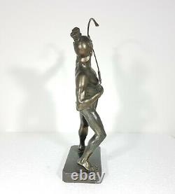 Antique Art Deco Bronze Spelter Roman Archer Male Nude Figure Statue V. 1930