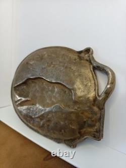 Antique Art Deco Bronze Tray Signed Berndorf Boar-Hunting Decoration