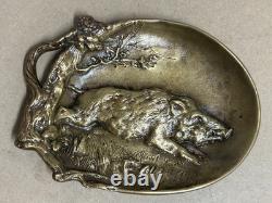 Antique Art Deco Bronze, signed Berndorf, Boar Hunting Scene