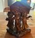 Antique Art Deco Bronze Statue Depicting Three Little Girls Under An Umbrella