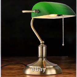 Antique Banker Desk Lamp Bronze Notary Art Deco Green Opaline Vintage