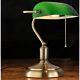 Antique Banker Desk Lamp Bronze Notary Art Deco Green Opaline Vintage