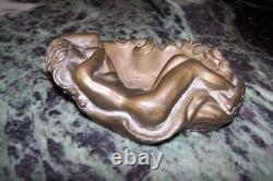 Antique Bronze Ashtray Nude Reclining Woman Art Deco 3.5 kg