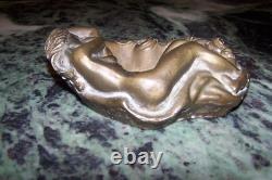Antique Bronze Ashtray Nude Reclining Woman Art Deco 3.5 kg