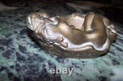 Antique Bronze Ashtray Nude Reclining Woman Art Deco 3.5 kg