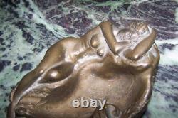 Antique Bronze Ashtray Nude Reclining Woman Art Deco 3.5 kg