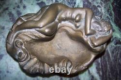 Antique Bronze Ashtray Nude Reclining Woman Art Deco 3.5 kg