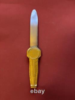 Antique Bronze Letter Opener Art Deco Gilded Signed Lucien Bazor 1928 25 cm