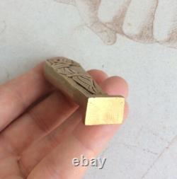 Antique Golden Bronze Seal Stamp Seagulls Art Deco Signed BIZETTE