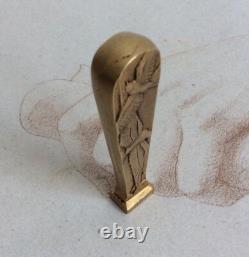 Antique Golden Bronze Seal Stamp Seagulls Art Deco Signed BIZETTE